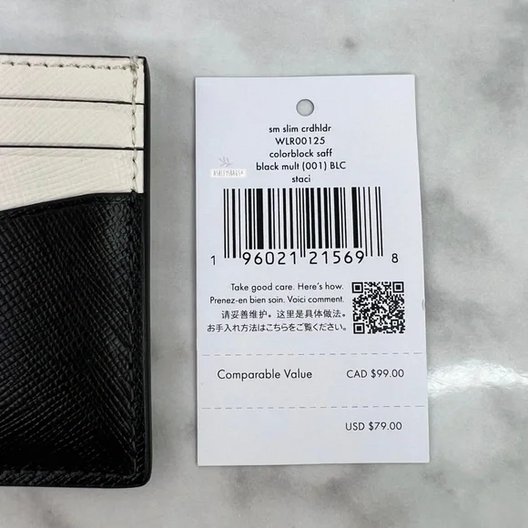 Kate Spade Staci Saffiano Leather Slim Card Holder Wallet In Black Multi - Picture 5 of 5